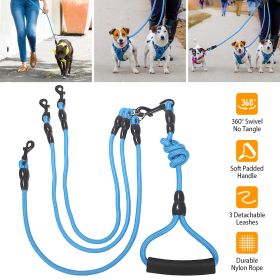 3 Dog Leash Traction Rope Walking Training Lead with Padded Handle