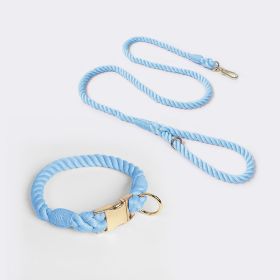 Weaving Gradient Colored Cotton Rope Pet Collar (Option: Sky Blue-S)