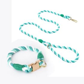 Weaving Gradient Colored Cotton Rope Pet Collar (Option: Green White-S)