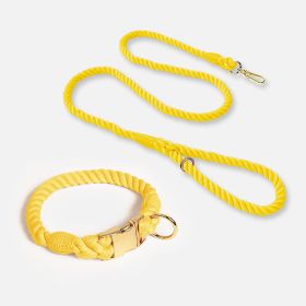 Weaving Gradient Colored Cotton Rope Pet Collar (Option: Lemon yellow-S)