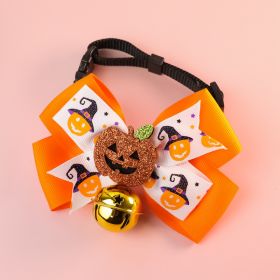 Pet Cat Dog Pumpkin Bow Tie Big Bell Decorations (Option: Orange Bell-XS15to22cm)