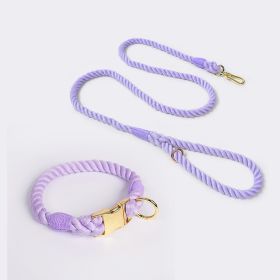 Weaving Gradient Colored Cotton Rope Pet Collar (Option: Purple-S)