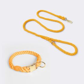 Weaving Gradient Colored Cotton Rope Pet Collar (Option: Honey Orange-S)