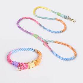 Weaving Gradient Colored Cotton Rope Pet Collar (Option: Macarone-S)