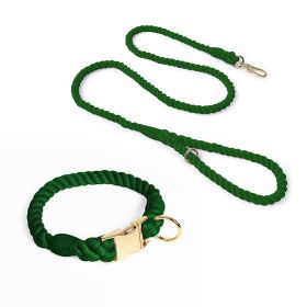 Weaving Gradient Colored Cotton Rope Pet Collar (Option: Blackish green-S)