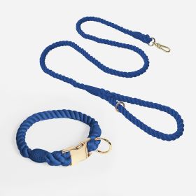 Weaving Gradient Colored Cotton Rope Pet Collar (Option: Navy Blue-S)