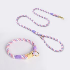 Weaving Gradient Colored Cotton Rope Pet Collar (Option: Purple white-S)