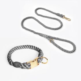 Weaving Gradient Colored Cotton Rope Pet Collar (Option: Dark Grey-S)