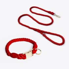 Weaving Gradient Colored Cotton Rope Pet Collar (Option: Wine Red-S)