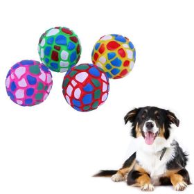 Dog Chew Toy Natural Rubber Puzzle Ball Dog Geometric Safety Toys Ball for Small Medium Large Dogs Playing Pet Training Supplies (Color: pink)
