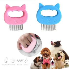 1 PC Pet Cat Dog Massage Comb Shell Comb Grooming Hair Removal Shedding Cleaning Brush Multifunction Pet Grooming Dog Supplies (Color: pink)