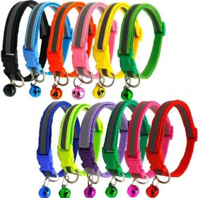 Small Pet Color Buckle Reflective Collars 1.0 Patch Bells Dog Collar Safety Adjustable For Cats Puppy Night Outdoor Supplies (Metal Color: Sapphire)