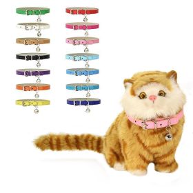 PU Leather Leash Pet Dog Collar Pet Supplies DIY Japanese Bell Cat Collar Bell (Color: pink)