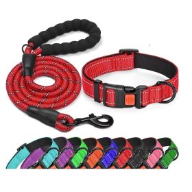 No Pull Dog Harness; Adjustable Nylon Dog Vest & Leashes For Walking Training; Pet Supplies (Color: Red)