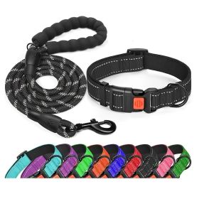No Pull Dog Harness; Adjustable Nylon Dog Vest & Leashes For Walking Training; Pet Supplies (Color: Black)