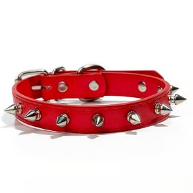 Anti-Bit Pet Necklace; Durable Dog Rivet Collar For Puppy; Pet Supplies (Color: Red)