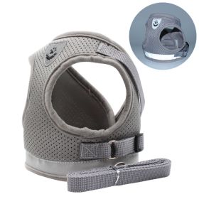 dog Harnesses and dog leash set; Pet Chest Strap Vest Dog Towing Rope Reflective Breathable Dog Rope Pet Supplies Wholesale (colour: silver grey)
