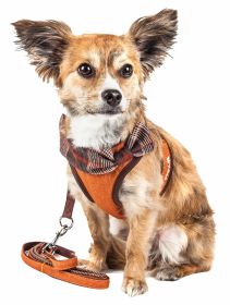 Pet Life Luxe 'Pawsh' 2-In-1 Mesh Reversed Adjustable Dog Harness-Leash W/ Fashion Bowtie (size: X-Small)
