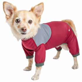 Dog Helios 'Tail Runner' Lightweight 4-Way-Stretch Breathable Full Bodied Performance Dog Track Suit (Color: Red)