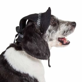 Pet Life 'Sea Spot Sun' Uv Protectant Adjustable Fashion Mesh Brimmed Dog Hat Cap (Color: Black)