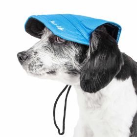 Pet Life 'Cap-Tivating' Uv Protectant Adjustable Fashion Dog Hat Cap (Color: Blue)