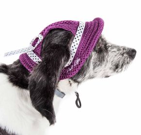 Pet Life 'Sea Spot Sun' Uv Protectant Adjustable Fashion Mesh Brimmed Dog Hat Cap (Color: Burgundy)