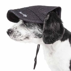 Pet Life 'Cap-Tivating' Uv Protectant Adjustable Fashion Dog Hat Cap (Color: Black Faded)