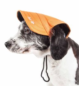 Pet Life 'Cap-Tivating' Uv Protectant Adjustable Fashion Dog Hat Cap (Color: Orange)