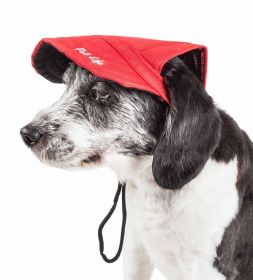 Pet Life 'Cap-Tivating' Uv Protectant Adjustable Fashion Dog Hat Cap (Color: Red)