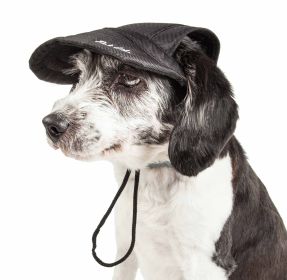 Pet Life 'Cap-Tivating' Uv Protectant Adjustable Fashion Dog Hat Cap (Color: Black)