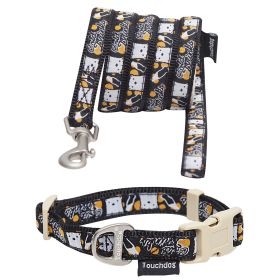Touchdog 'Caliber' Designer Embroidered Fashion Pet Dog Leash And Collar Combination (Color: Black Pattern)