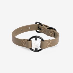 Luxury Spill-Proof Dog Collar Embedded with Healing Crystal (Color: Martini Olive)