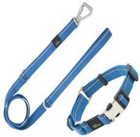 Pet Life 'Advent' Outdoor Series 3M Reflective 2-in-1 Durable Martingale Training Dog Leash and Collar (Color: Blue)
