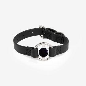 Luxury Spill-Proof Dog Collar Embedded with Healing Crystal (Color: Black)
