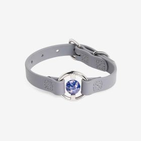 Luxury Spill-Proof Dog Collar Embedded with Healing Crystal (Color: Sea Lavender)