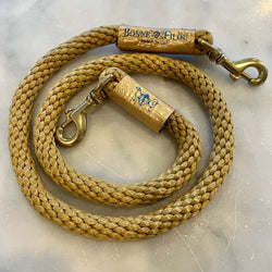 Braided Rope Leash (Color: Tan w/ Champagne Leather Sleeve)