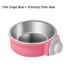 Pet Stainless Steel Bowl Hanging Cage Type Fixed Cute Dog Basin Cat Supplies Puppy Food Drinking Water Feeder Pets Accessories