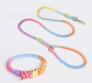 Weaving Gradient Colored Cotton Rope Pet Collar (Option: Makaron-L)