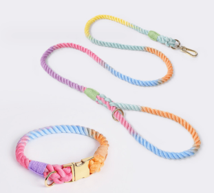 Weaving Gradient Colored Cotton Rope Pet Collar (Option: Makaron-L)