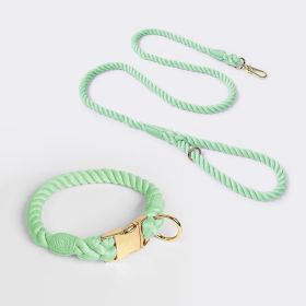 Weaving Gradient Colored Cotton Rope Pet Collar (Option: Mint Green-S)
