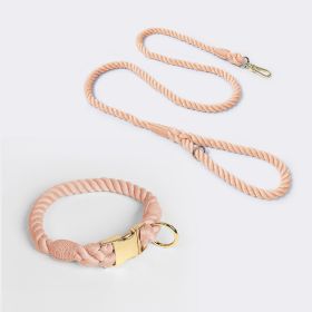 Weaving Gradient Colored Cotton Rope Pet Collar (Option: Skin Pink-S)