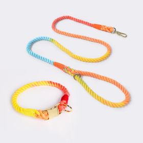 Weaving Gradient Colored Cotton Rope Pet Collar (Option: Rainbow-S)