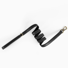 Pet Leather Traction Rope (Color: Black)