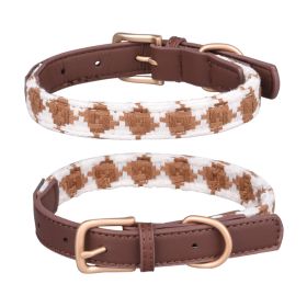 Soft Woven Prismatic Plaid Dog Collar (Option: Brown-L)