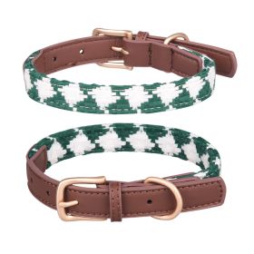 Soft Woven Prismatic Plaid Dog Collar (Option: Green-L)